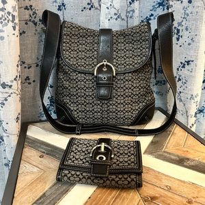 Soho purse and wallet. Black and grey Coach purse with matching wallet
